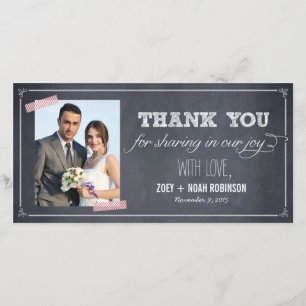 Stylishly Chalked'結婚s Thank You Photo Card サンキューカード