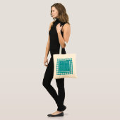 StylishTote Bag, Teal Polka Dots and Check Gingham トートバッグ (正面(モデル))