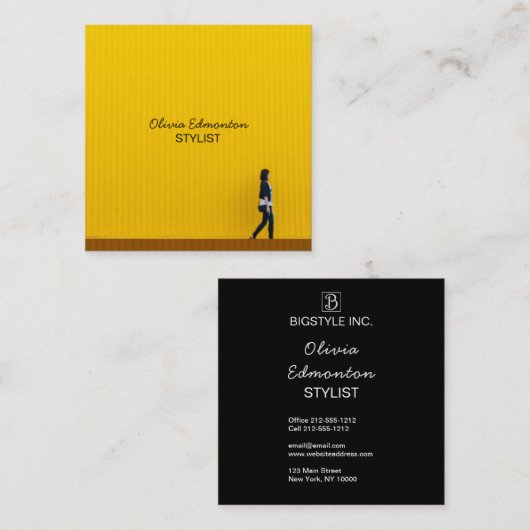 Stylistファッションフォトカスタムテンプレートプレーンメイクアップ スクエア名刺 (正面/裏面)