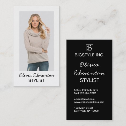 Stylistファッションフォトカスタムテンプレートプレーンメイクアップ 名刺 (正面/裏面)