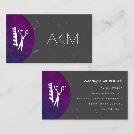 Stylistモノグラムとテクスチャ付きカラーウェイ 名刺 (正面/裏面)