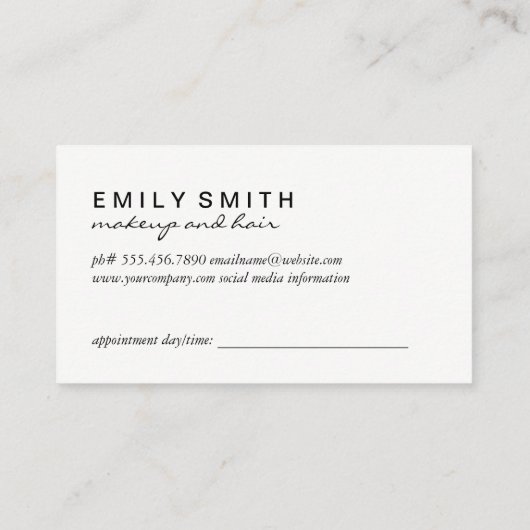 Stylist Toolsアポイントメント 予約カード (裏面)