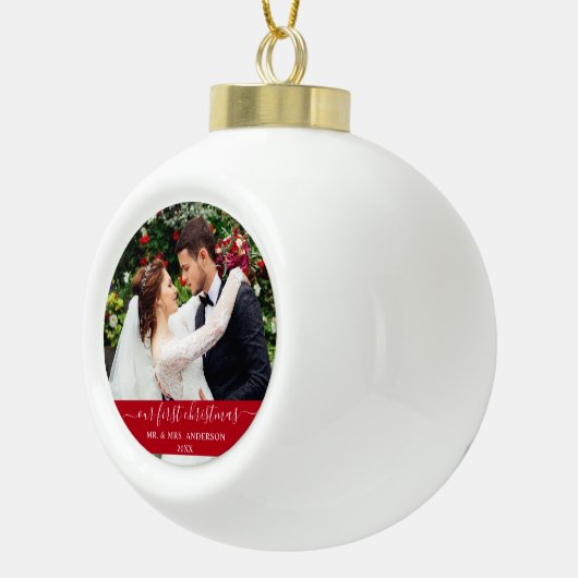 Stylisthスクリプト初めてのクリスマス赤 セラミックボールオーナメント (右)