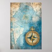 stylized antique map superimposed on a large gold ポスター (正面)