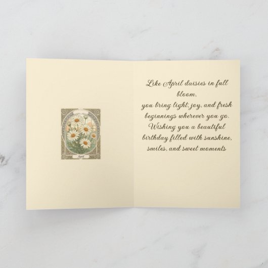 Stylized April Daisy Birth Month Flower カード (内部)