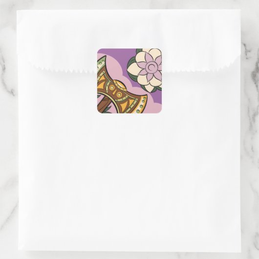 Stylized Axe and Flower Design スクエアシール (バッグ)