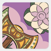 Stylized Axe and Flower Design スクエアシール (正面)