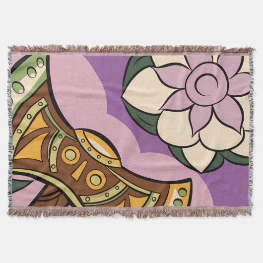 Stylized Axe and Flower Design スローブランケット (正面)