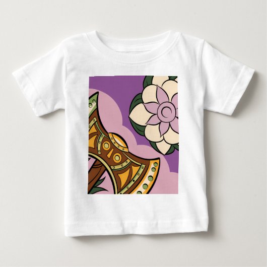 Stylized Axe and Flower Design ベビーTシャツ (正面)