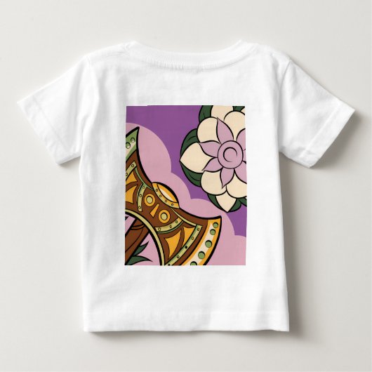 Stylized Axe and Flower Design ベビーTシャツ (裏面)