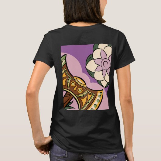 Stylized Axe and Flower Design Tシャツ (裏面)