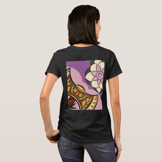 Stylized Axe and Flower Design Tシャツ (裏面フル)