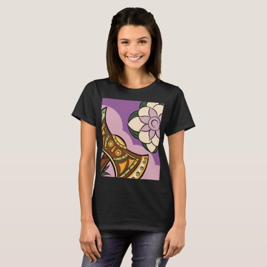 Stylized Axe and Flower Design Tシャツ (正面フル)