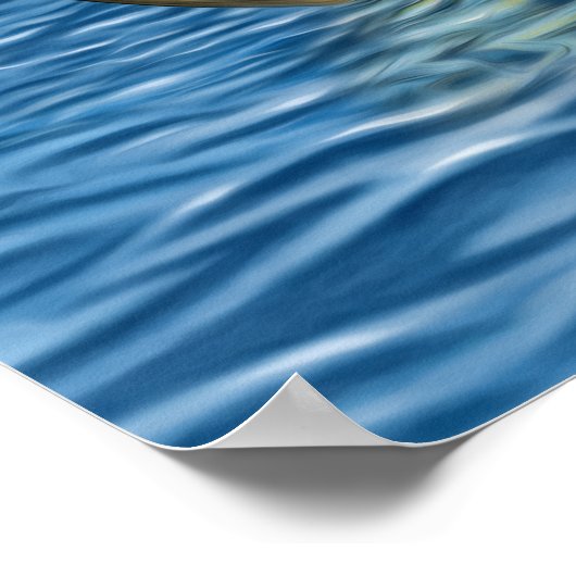 Stylized Basking Hawksbill Sea Turtle ポスター (角)