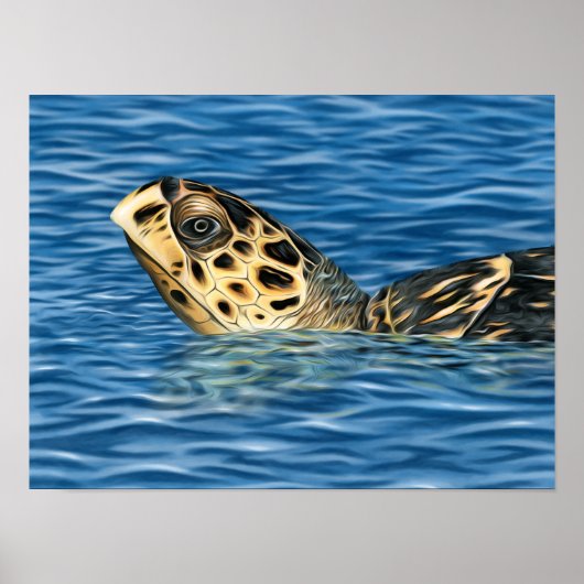 Stylized Basking Hawksbill Sea Turtle ポスター (正面)