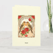 Stylized Birds and Red Roses Art Nouveau カード (裏面)