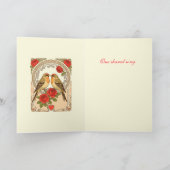 Stylized Birds and Red Roses Art Nouveau カード (内部)