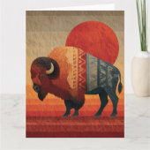 Stylized Bison with Native American Patterns  カード (正面)
