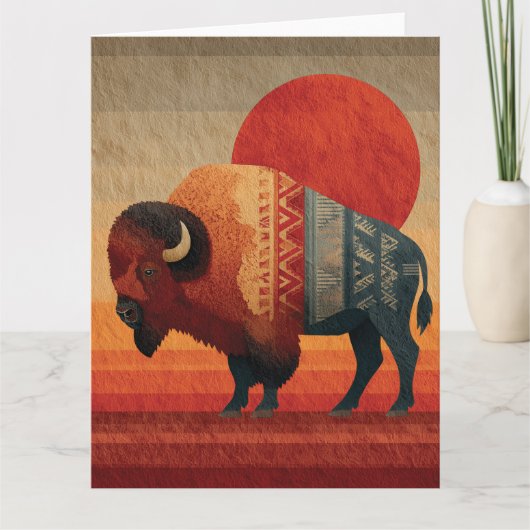 Stylized Bison with Native American Patterns  カード (正面)