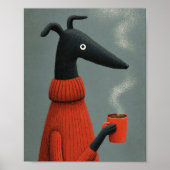 Stylized Black Dog Coffee Art ポスター (正面)