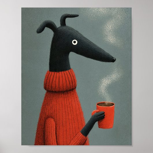 Stylized Black Dog Coffee Art ポスター (正面)