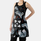  Stylized blue foxes with intricate floral designs エプロン (インサイチュ)