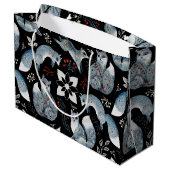  Stylized blue foxes with intricate floral designs ラージペーパーバッグ (裏面アングル)