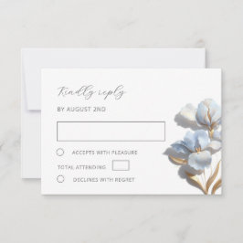 Stylized Blue Gold Lily Bas Relief Flower 出欠カード