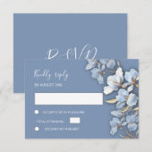 Stylized Blue Gold Lily Layered Flowers 出欠カード (正面/裏面)