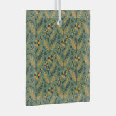 Stylized botanical orange and black floral pattern ガラスオーナメント (正面右)