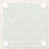 Stylized botanical orange and black floral pattern ガラスコースター (裏面)