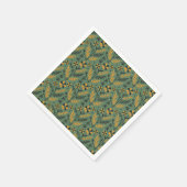 Stylized botanical orange and black floral pattern スタンダードカクテルナプキン (角)