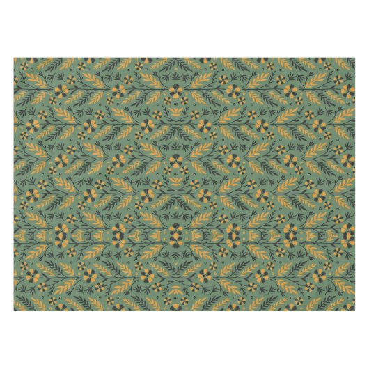 Stylized botanical orange and black floral pattern テーブルクロス (正面(横))
