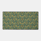 Stylized botanical orange and black floral pattern デスクマット (正面)