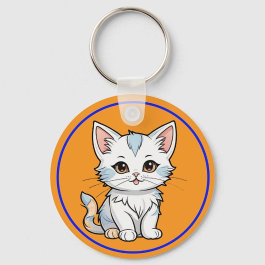 Stylized Cat Cartoon Line Art Design-52316 キーホルダー (正面)