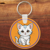 Stylized Cat Cartoon Line Art Design-52316 キーホルダー (裏面)