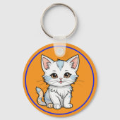 Stylized Cat Cartoon Line Art Design-52316 キーホルダー (裏面)