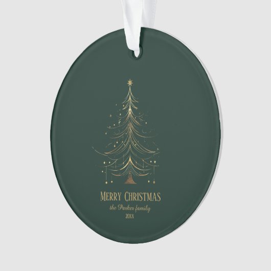 Stylized Christmas Tree in Gold on Dark Background オーナメント (正面)