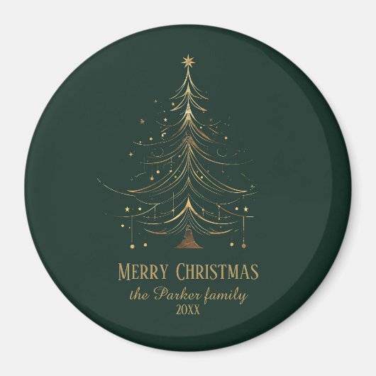 Stylized Christmas Tree in Gold on Dark Background マグネット (正面)