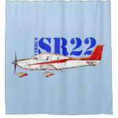 Stylized Cirrus SR22 Plane with Bold Typography シャワーカーテン (正面)