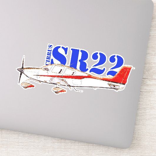 Stylized Cirrus SR22 Plane with Bold Typography シール (詳細)