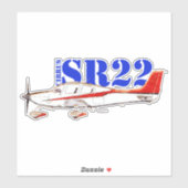 Stylized Cirrus SR22 Plane with Bold Typography シール (シート)