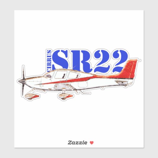 Stylized Cirrus SR22 Plane with Bold Typography シール (シート)