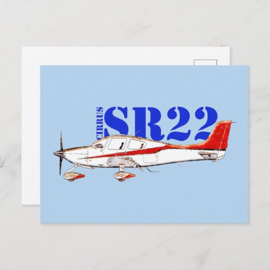 Stylized Cirrus SR22 Plane with Bold Typography ポストカード (正面/裏面)