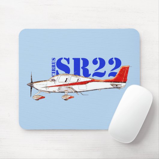 Stylized Cirrus SR22 Plane with Bold Typography マウスパッド (マウス)