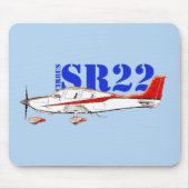 Stylized Cirrus SR22 Plane with Bold Typography マウスパッド (正面)