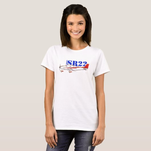 Stylized Cirrus SR22 Plane with Bold Typography Tシャツ (正面フル)