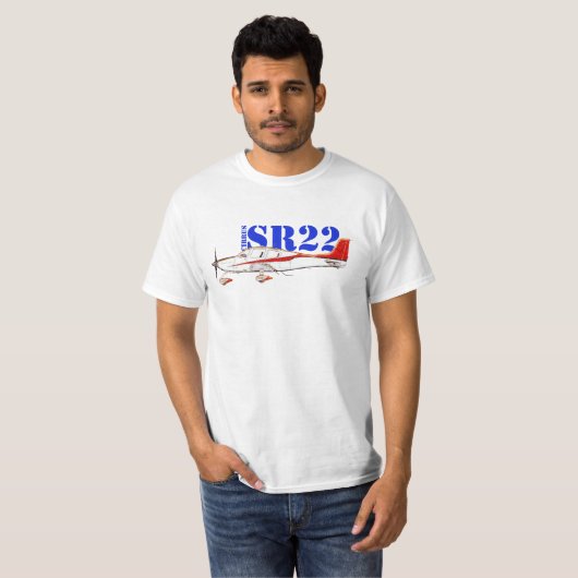 Stylized Cirrus SR22 Plane with Bold Typography Tシャツ (正面フル)