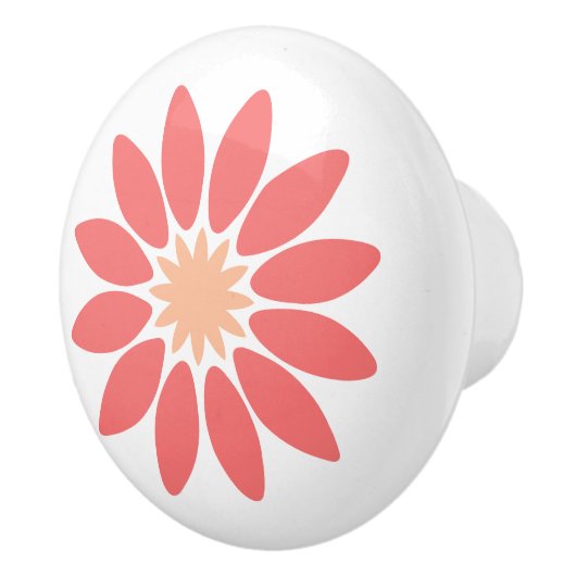 Stylized Coral Daisy with Peach Center セラミックノブ (右)