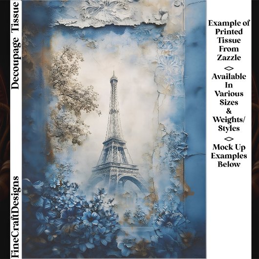 Stylized Eiffel Tower Paris Collage FE1 Decoupage 薄葉紙